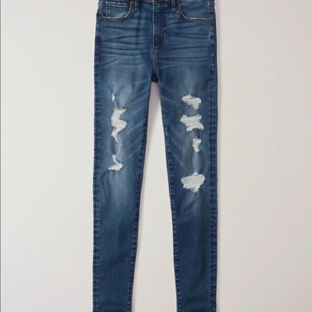 Abercrombie & Fitch RIPPED HIGH RISE SKINNY JEANS - Picture 2 of 8